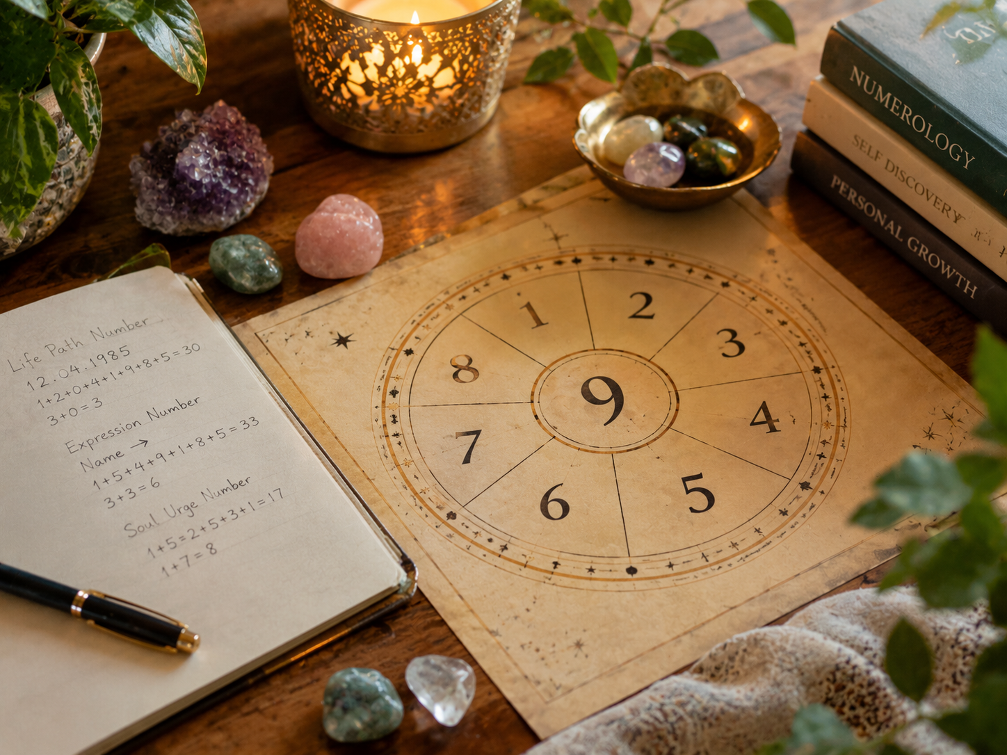 Mystical Numerology Altar Still Life